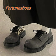 Mill's Beauty Supply Shallow Patchwork Round Toe Retro Style Platform Shoes