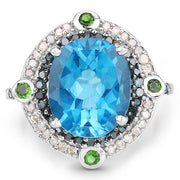 Bids.com 5.84 Carat Genuine Multi Stones .925 Sterling Silver Ring Rings