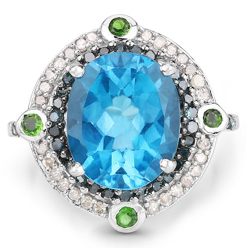 Bids.com 5.84 Carat Genuine Multi Stones .925 Sterling Silver Ring Rings