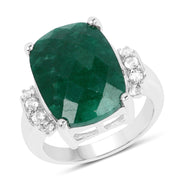 Bids.com 8.50 Carat Dyed Emerald and White Topaz .925 Sterling Silver Ring Rings