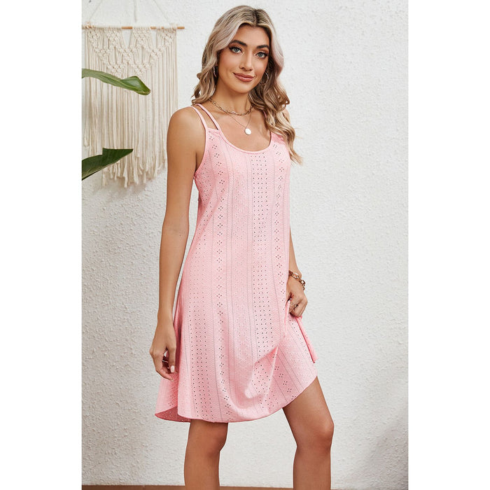 Eyelet Scoop Neck Double Strap Dress