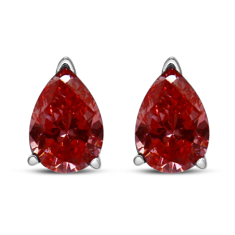 Bids.com 14K White Gold 1/2 Cttw Lab Grown Pink Pear Diamond 3 Prong Set Martini Solitaire Stud Earrings (Pink Color, VS2-SI1 Clarity) Earrings