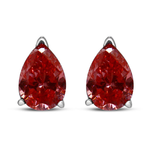 Bids.com 14K White Gold 1/2 Cttw Lab Grown Pink Pear Diamond 3 Prong Set Martini Solitaire Stud Earrings (Pink Color, VS2-SI1 Clarity) Earrings