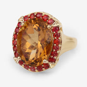 Bids.com 9.38 Carat Genuine Citrine and Orange Sapphire .925 Sterling Silver Ring Rings