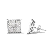 Bids.com 10K White Gold 3/4 Cttw Princess Diamond Composite Stud Earrings (I-J Color, I1-I2 Clarity) Earrings
