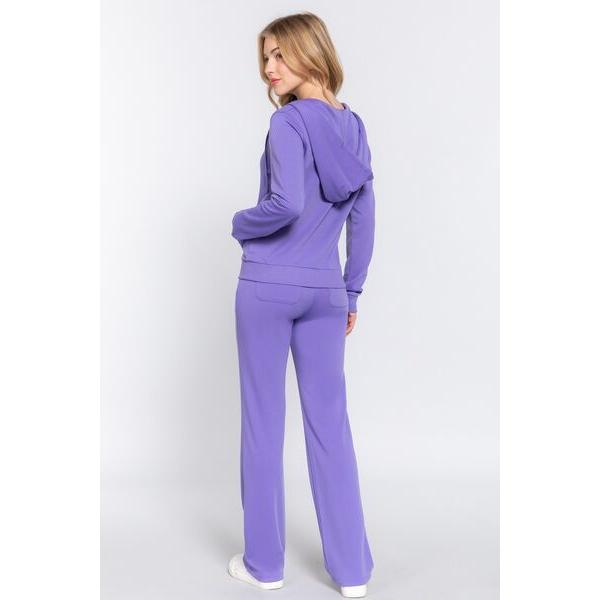 ACTIVE BASIC French Terry Zip Up Hoodie and Drawstring Pants Set