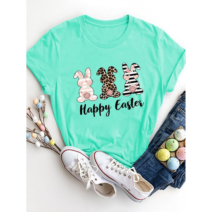 Happy Easter Round Neck Short Sleeve T-Shirt