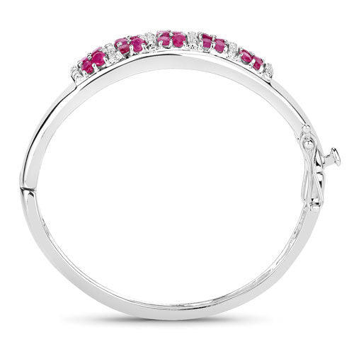 Bids.com 6.65 Carat Genuine Ruby and White Topaz .925 Sterling Silver Bracelet Bracelets