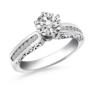 Bids.com 14k White Gold Channel Set Engagement Ring with Engraved Sides Rings