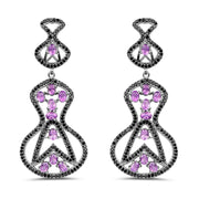 Bids.com 5.30 Carat Genuine Amethyst and Black Spinel .925 Sterling Silver Earrings Earrings