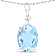 Bids.com 11.25 Carat Genuine Swiss Blue Topaz .925 Sterling Silver Pendant Pendants