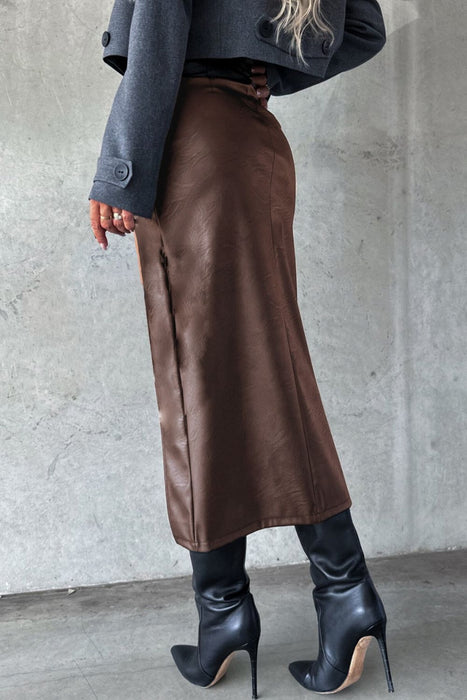 Slit Midi Skirt with Pockets