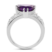 Bids.com 2.71 Carat Genuine Amethyst and White Topaz .925 Sterling Silver Ring Rings