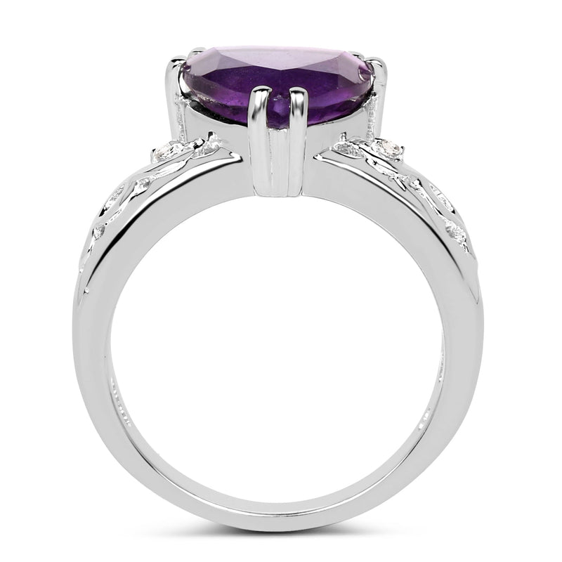 Bids.com 2.71 Carat Genuine Amethyst and White Topaz .925 Sterling Silver Ring Rings
