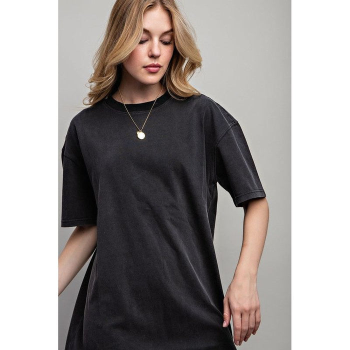 VENTED HEAVY COTTON WASHED DRESS