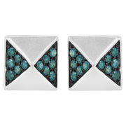 Bids.com 14K White Gold 1/4 Cttw Treated Blue Diamond Pyramid Stud Earring (Blue Color, SI1-SI2 Clarity) Earrings