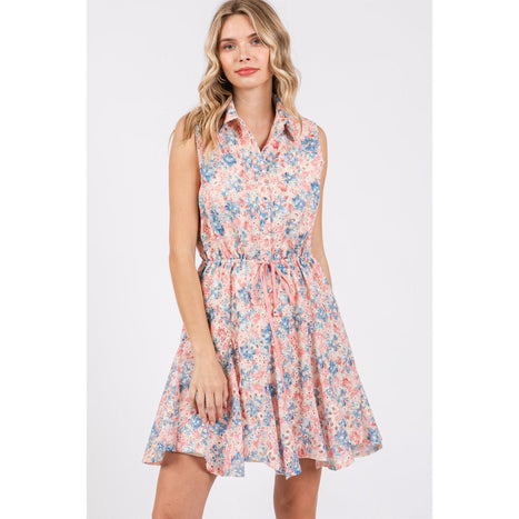 GeeGee Floral Eyelet Sleeveless Mini Dress