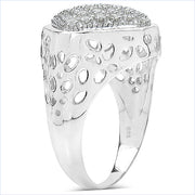 Bids.com 0.54 Carat Genuine White Diamond .925 Sterling Silver Ring Rings
