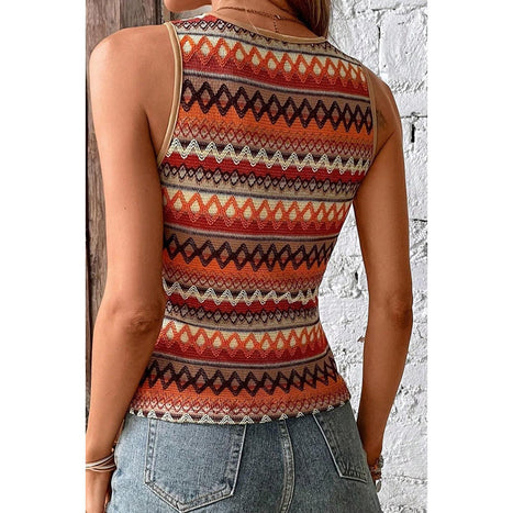 Geometric Round Neck Tank