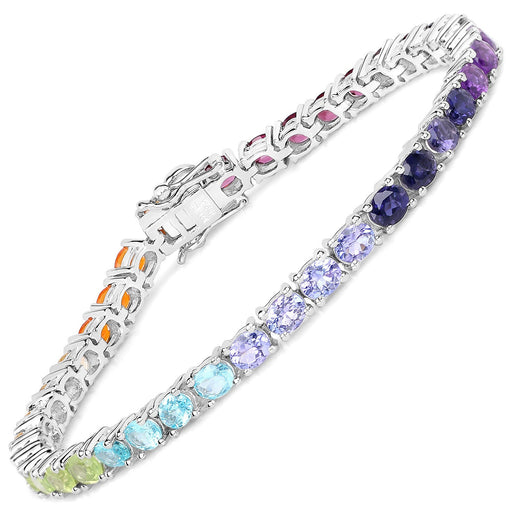 Bids.com 12.04 Carat Genuine Multi Stone .925 Sterling Silver Bracelet Bracelets