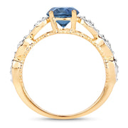 Bids.com 1.27 Carat Genuine Blue Sapphire and White Diamond 14K Yellow Gold Ring Rings
