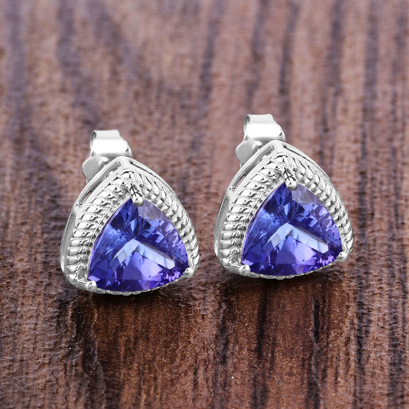 Bids.com 4.24 Carat Genuine Tanzanite 14K White Gold Earrings Earrings