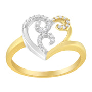 Bids.com 10K Two-Toned Gold Diamond Heart Shape Cluster Ring (1/6 Cttw, H-I Color, I1-I2 Clarity) - Size 6 Rings