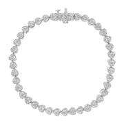 Bids.com .925 Sterling Silver 1.0 Cttw Miracle Set Diamond Heart-Link 7" Tennis Bracelet (I-J Color, I2-I3 Clarity) Bracelets
