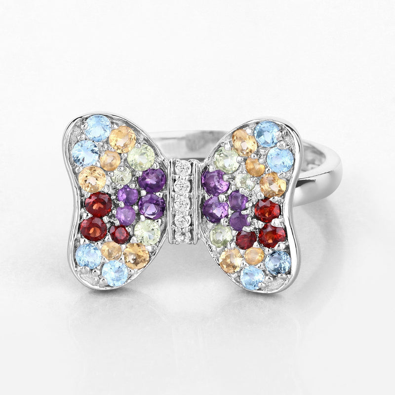 Bids.com 1.18 Carat Genuine Multi Stones .925 Sterling Silver Ring Rings