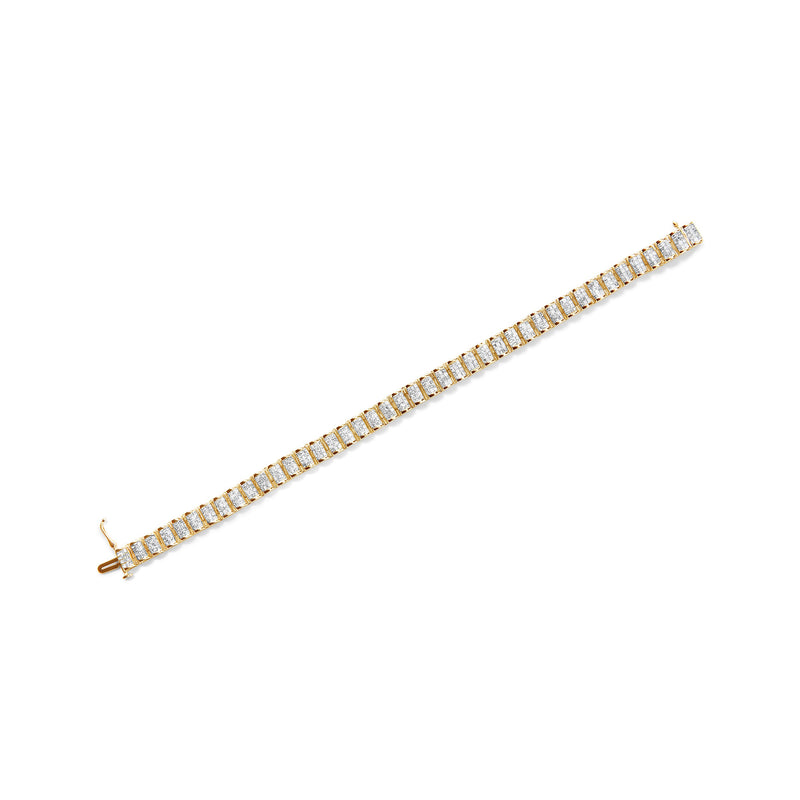 Bids.com 14K Yellow Gold 5.0 Cttw Invisible Set Princess-cut Diamond Buckle Link Tennis Bracelet (H-I Color, SI2-I1 Clarity) - Size 7.25" Bracelets