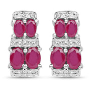 Bids.com 3.20 Carat Glass Filled Ruby .925 Sterling Silver Earrings Earrings