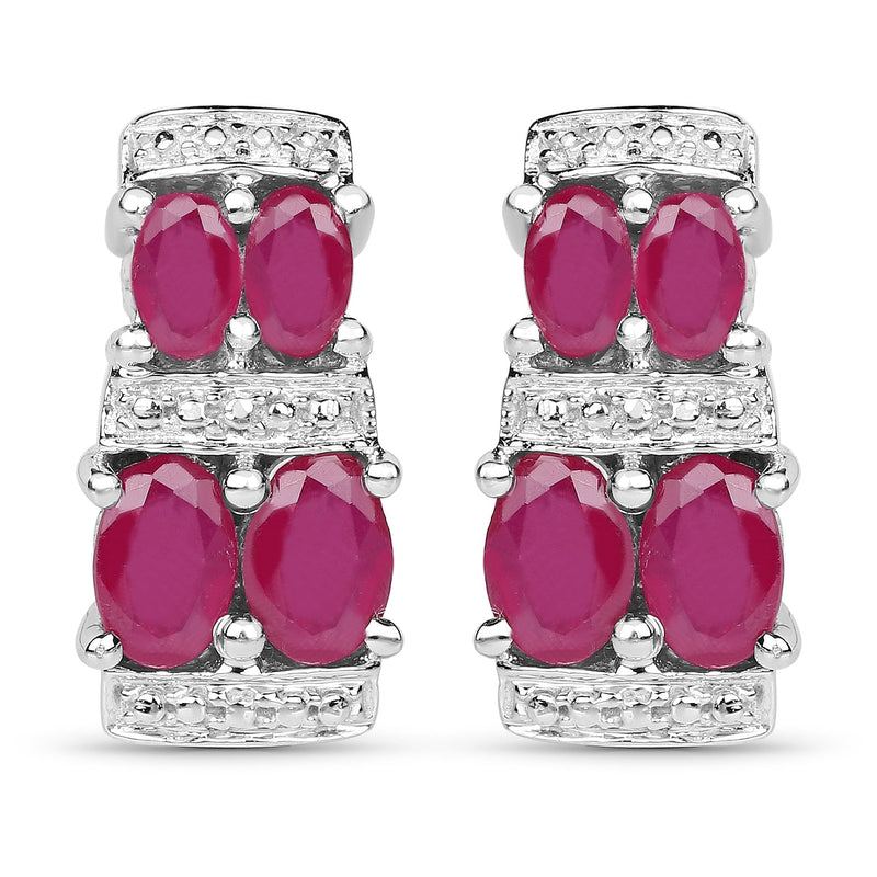 Bids.com 3.20 Carat Glass Filled Ruby .925 Sterling Silver Earrings Earrings