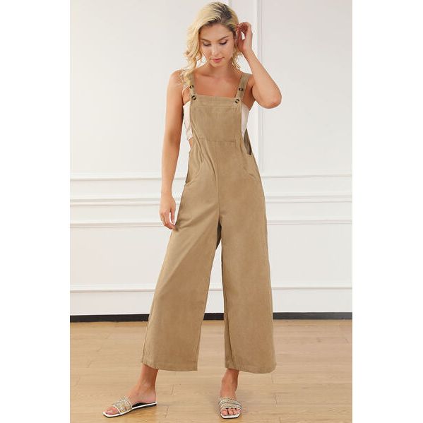 Pocketed Wide Leg Overall