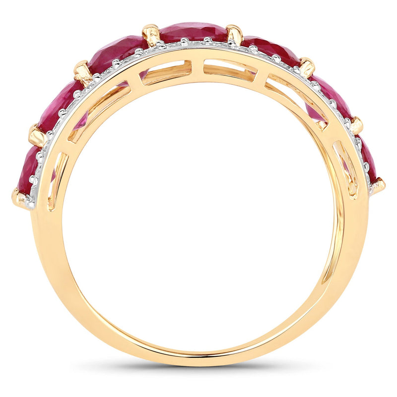 Bids.com 3.24 Carat Genuine Ruby and White Diamond 14K Yellow Gold Ring Rings