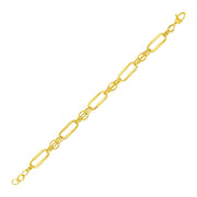 Bids.com 14k Yellow Gold Bracelet with Polished Rectangular Oval Links Bracelets