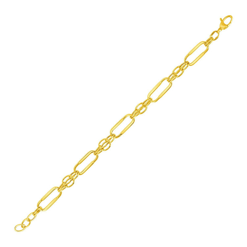 Bids.com 14k Yellow Gold Bracelet with Polished Rectangular Oval Links Bracelets