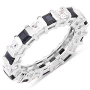 Bids.com 3.60 Carat Genuine Blue Sapphire and White Topaz .925 Sterling Silver Ring Rings