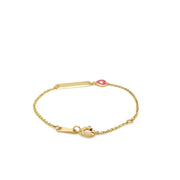 Bids.com 14k Yellow Gold 5 1/2 inch Childrens ID Bracelet with Enameled Heart Bracelets