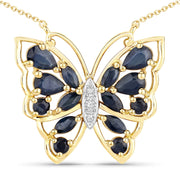 Bids.com 2.94 Carat Genuine Blue Sapphire and White Zircon .925 Sterling Silver Necklace Necklaces