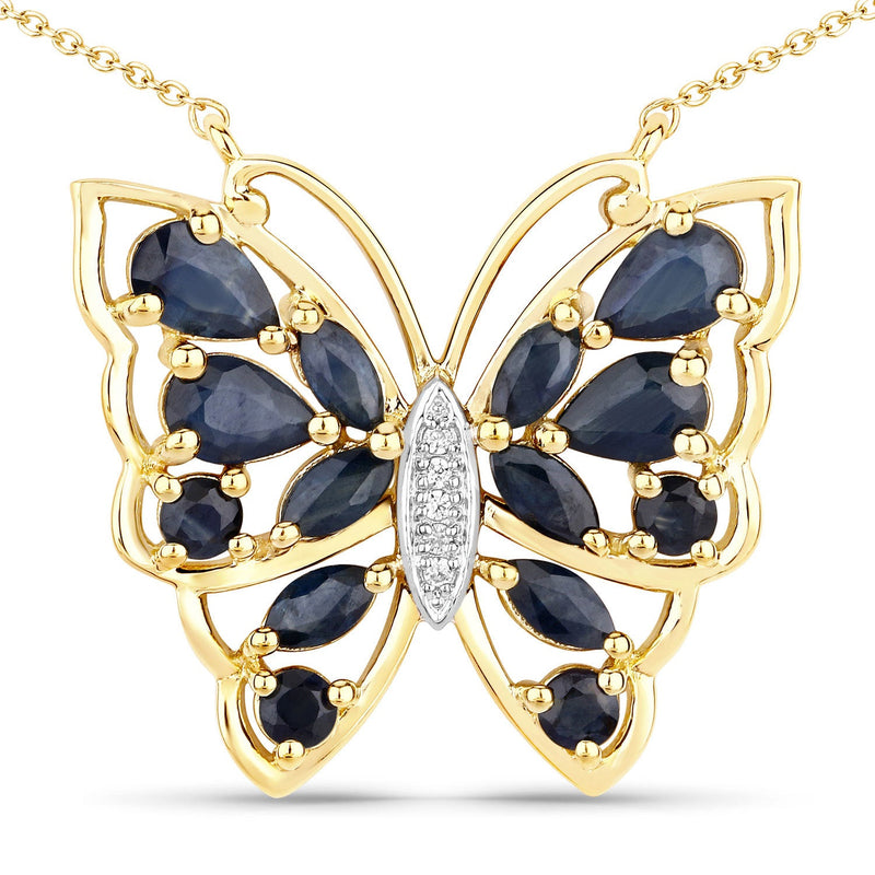 Bids.com 2.94 Carat Genuine Blue Sapphire and White Zircon .925 Sterling Silver Necklace Necklaces