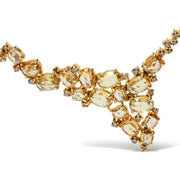 Bids.com 18K Yellow Gold 1/2 Cttw Brown Diamond and Multi-Size Oval Yellow Sapphire Cluster Cascade Station Necklace (Brown Color, SI1-SI2 Clarity) - Adjustable up to 14" to 16" Necklaces