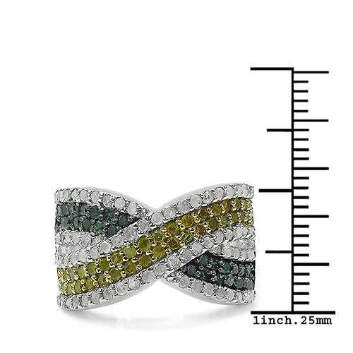 Bids.com 1.44 Carat Genuine Multi Diamond .925 Sterling Silver Ring Rings