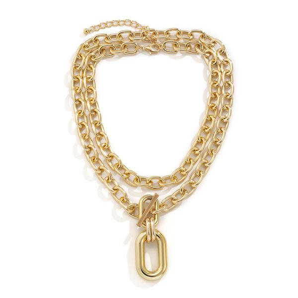 Geometric Chain Double Layer Necklace HEDTT5DEYE