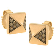 Bids.com 14K Rose Gold 1/4 Cttw Brown Diamond Pyramid Stud Earring (Brown Color, SI1-SI2 Clarity) Earrings