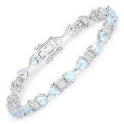 Bids.com 11.10 Carat Genuine Blue Topaz and White Diamond .925 Sterling Silver Bracelet Bracelets