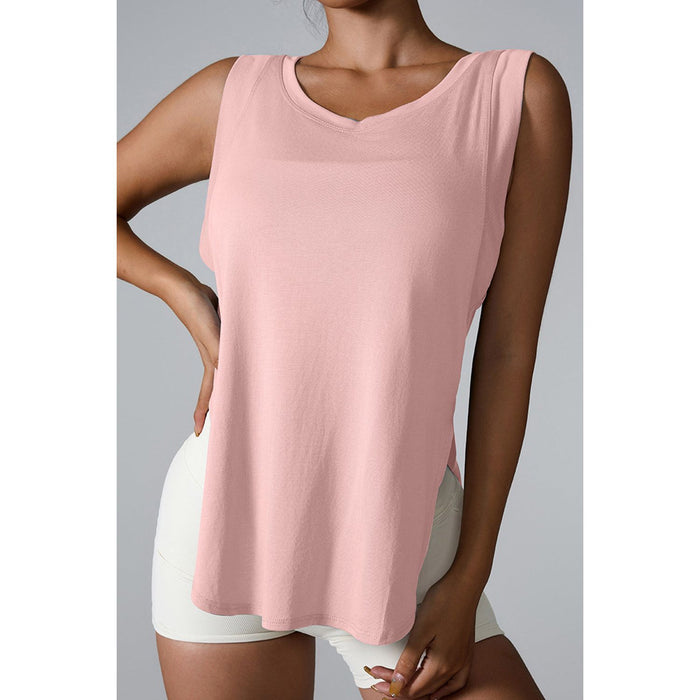 Slit Round Neck Active Tank