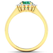 Bids.com 1.87 Carat Genuine Zambian Emerald and White Diamond 14K Yellow Gold Ring Rings