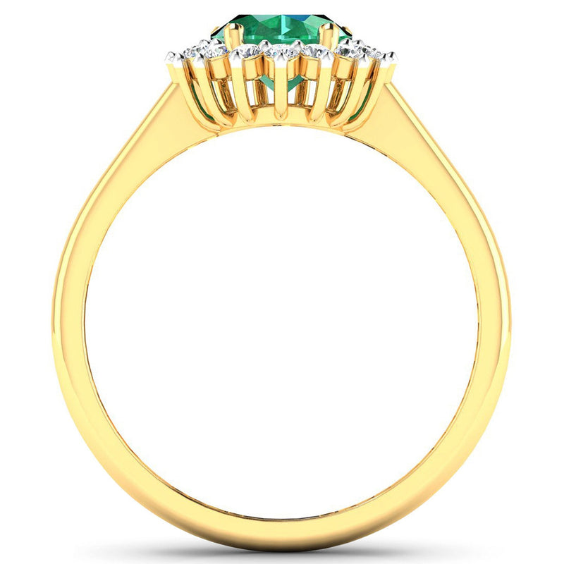 Bids.com 1.87 Carat Genuine Zambian Emerald and White Diamond 14K Yellow Gold Ring Rings
