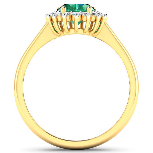 Bids.com 1.87 Carat Genuine Zambian Emerald and White Diamond 14K Yellow Gold Ring Rings