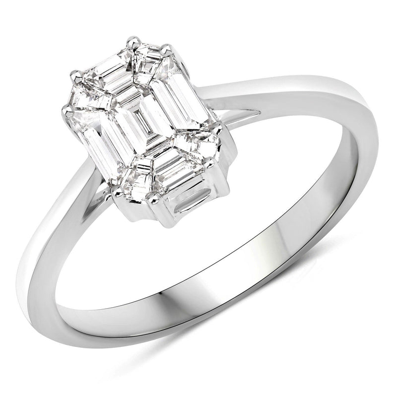 Bids.com 0.48 Carat Genuine White Diamond 18K White Gold Ring Rings
